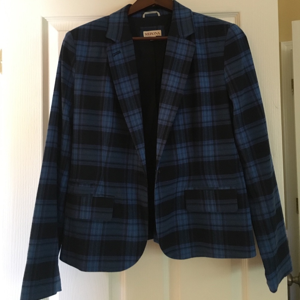 Blue plaid blazer